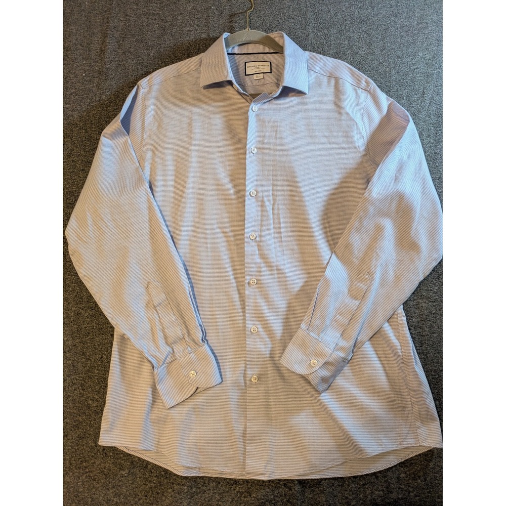 Charles Tyrwhitt Dress Shirt Mens 16.5/36 Blue Pink Slim Fit Long Sleeve